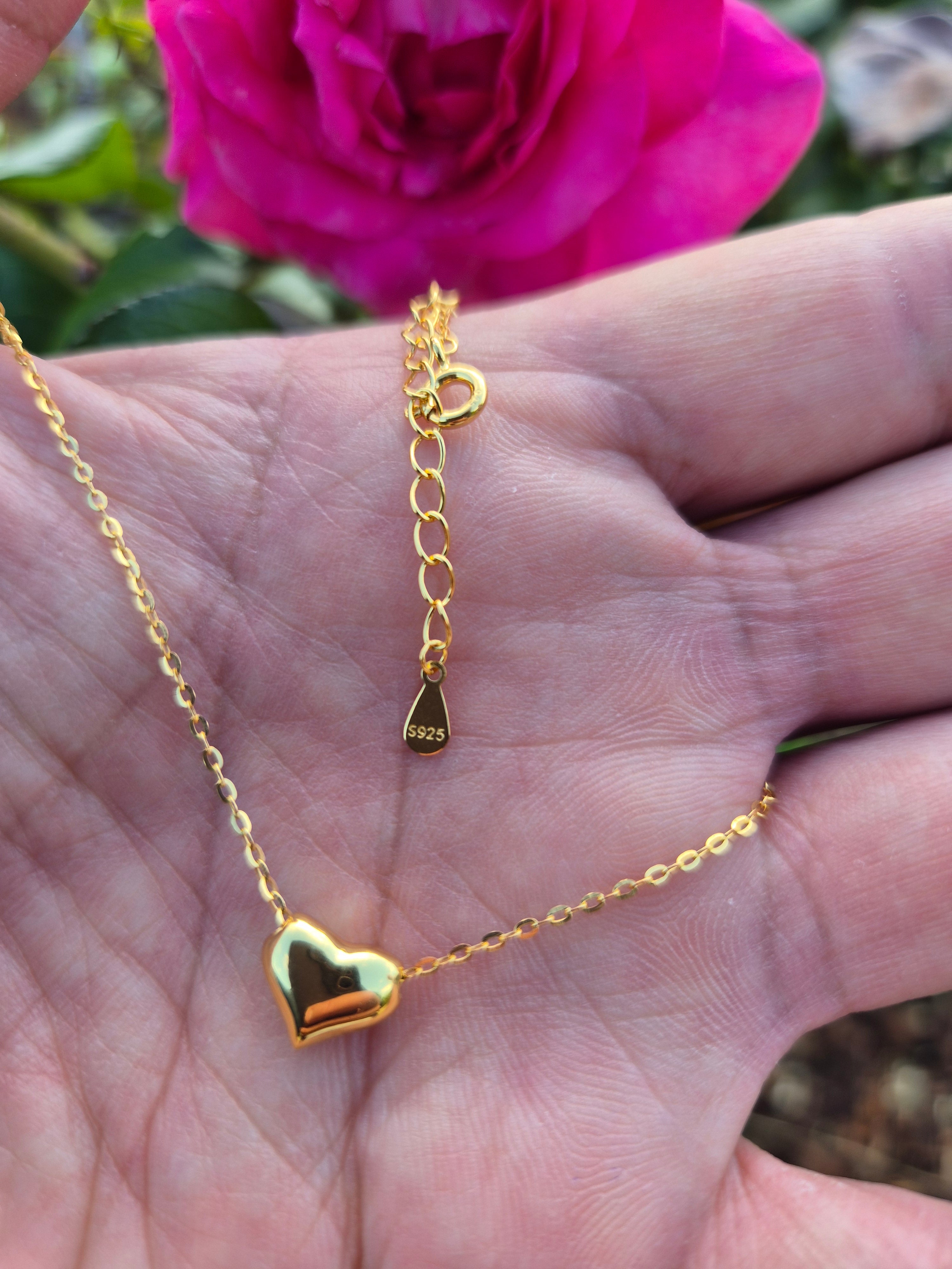 Minimalist 925 Sterling Silver Heart Pendant Necklace