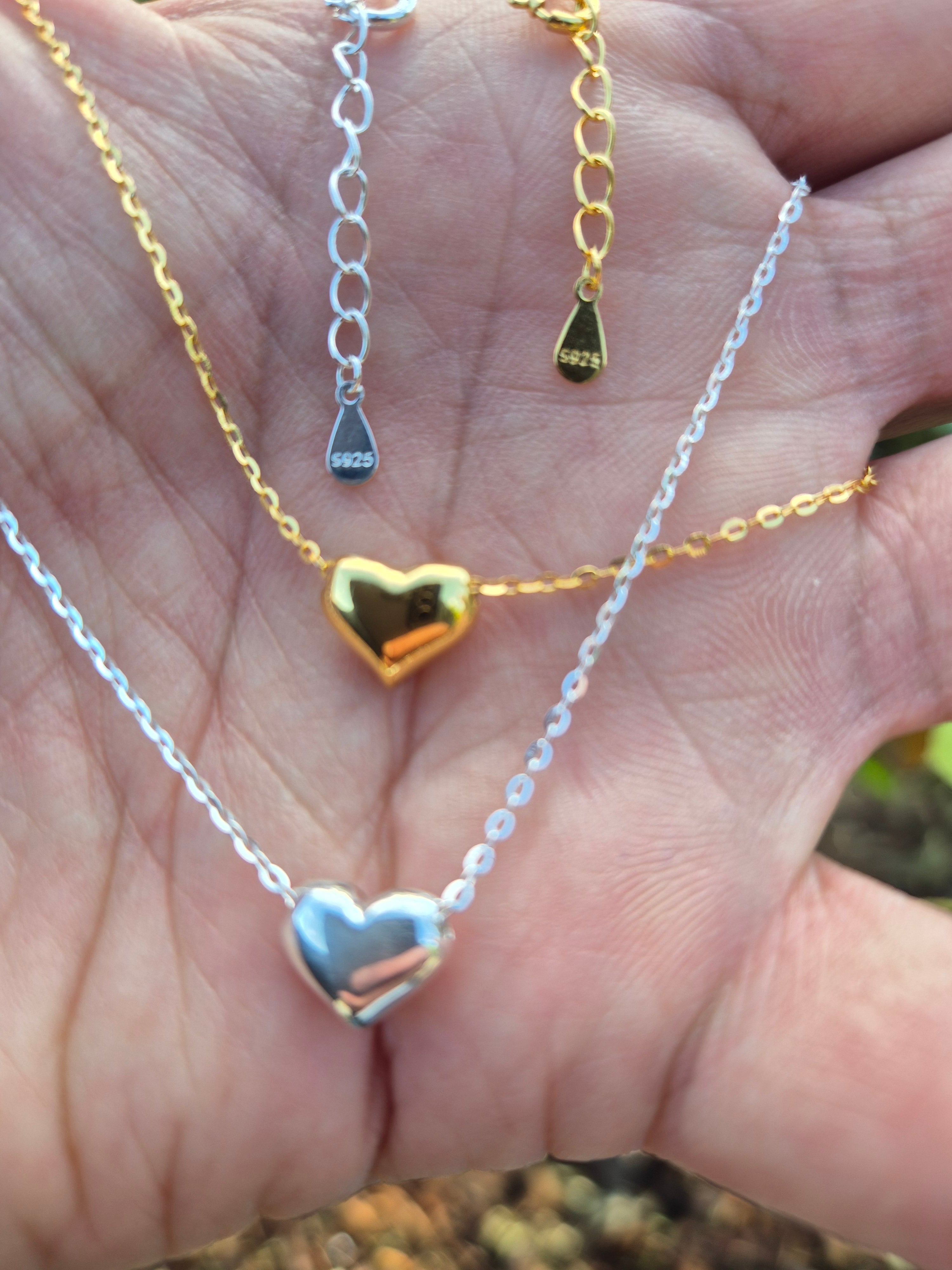 Minimalist 925 Sterling Silver Heart Pendant Necklace