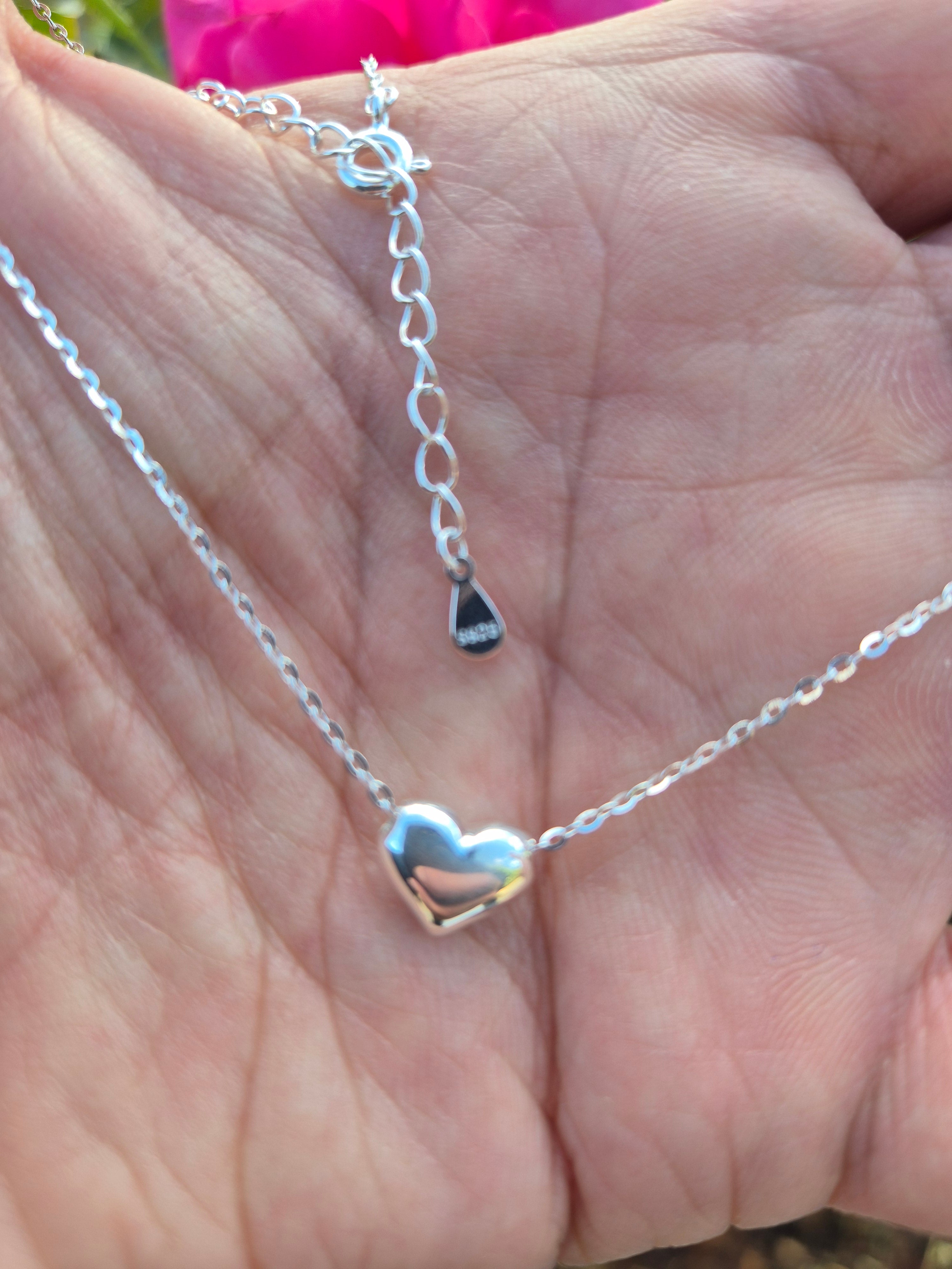 Minimalist 925 Sterling Silver Heart Pendant Necklace