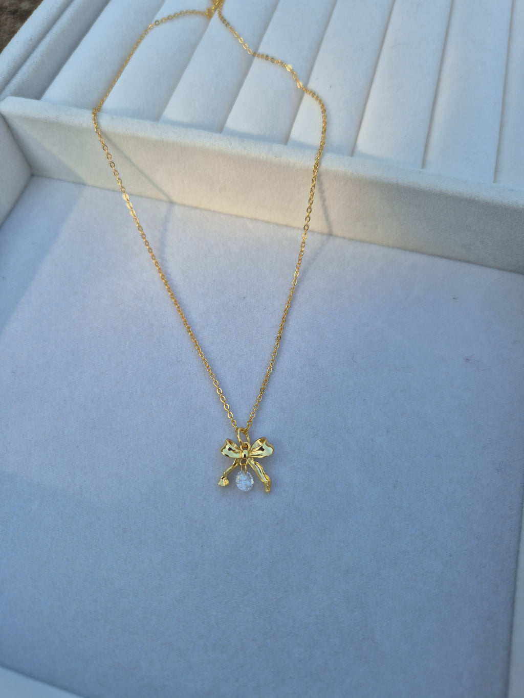 Elegant 925 Sterling Silver Bow Ribbon Necklace - Minimalist Zircon Pendant for Women