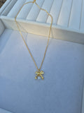 Elegant 925 Sterling Silver Bow Ribbon Necklace - Minimalist Zircon Pendant for Women