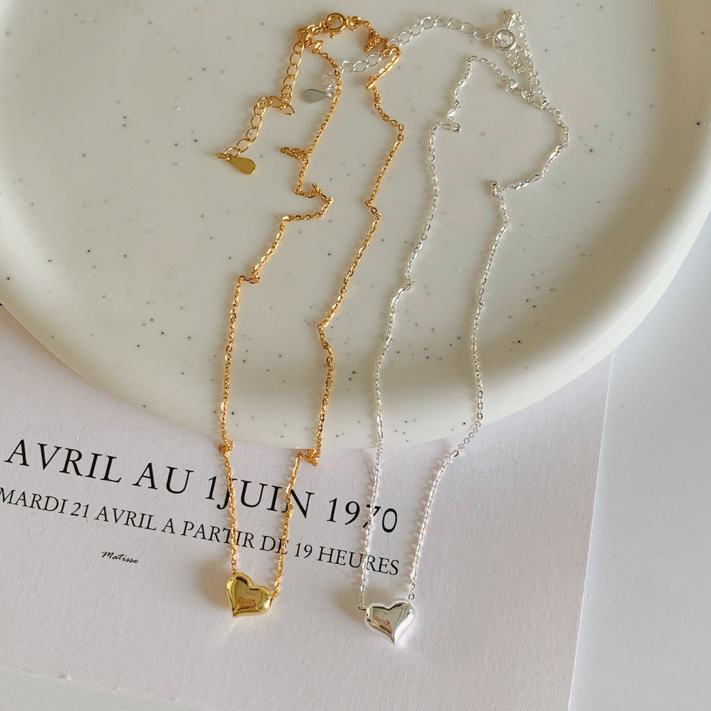 Minimalist 925 Sterling Silver Heart Pendant Necklace
