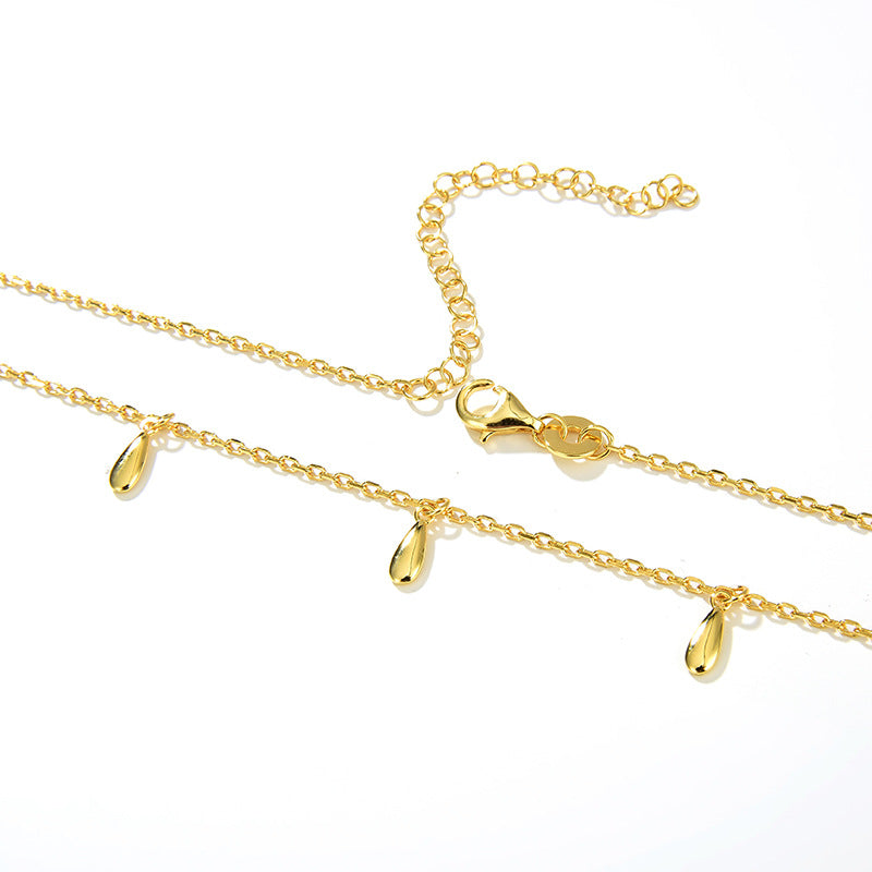 Elegant 18K Gold Plated 925 Sterling Silver Water Droplet Necklace