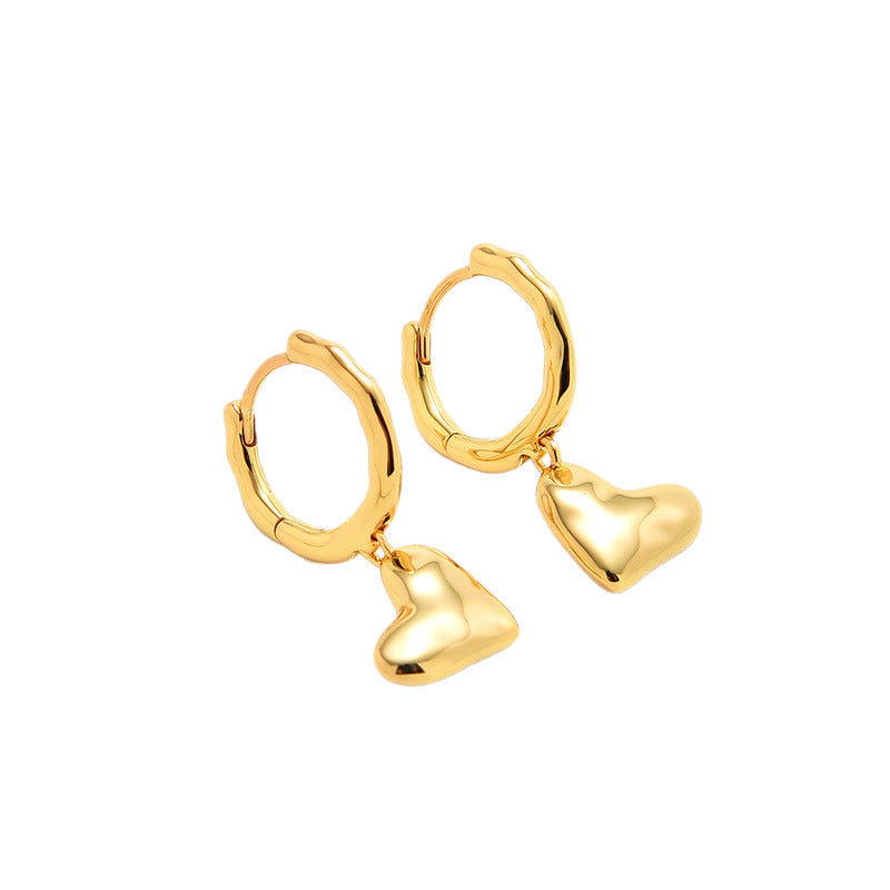 Elegant S925 Sterling Silver Heart Earrings - 18K Gold Plated Luxury Studs for Women