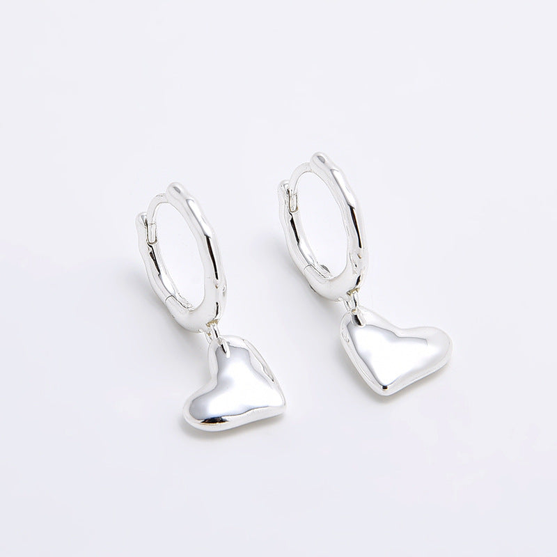Elegant S925 Sterling Silver Heart Earrings - 18K Gold Plated Luxury Studs for Women