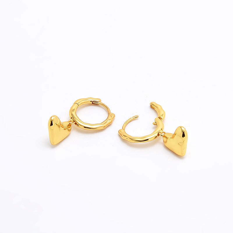 Elegant S925 Sterling Silver Heart Earrings - 18K Gold Plated Luxury Studs for Women