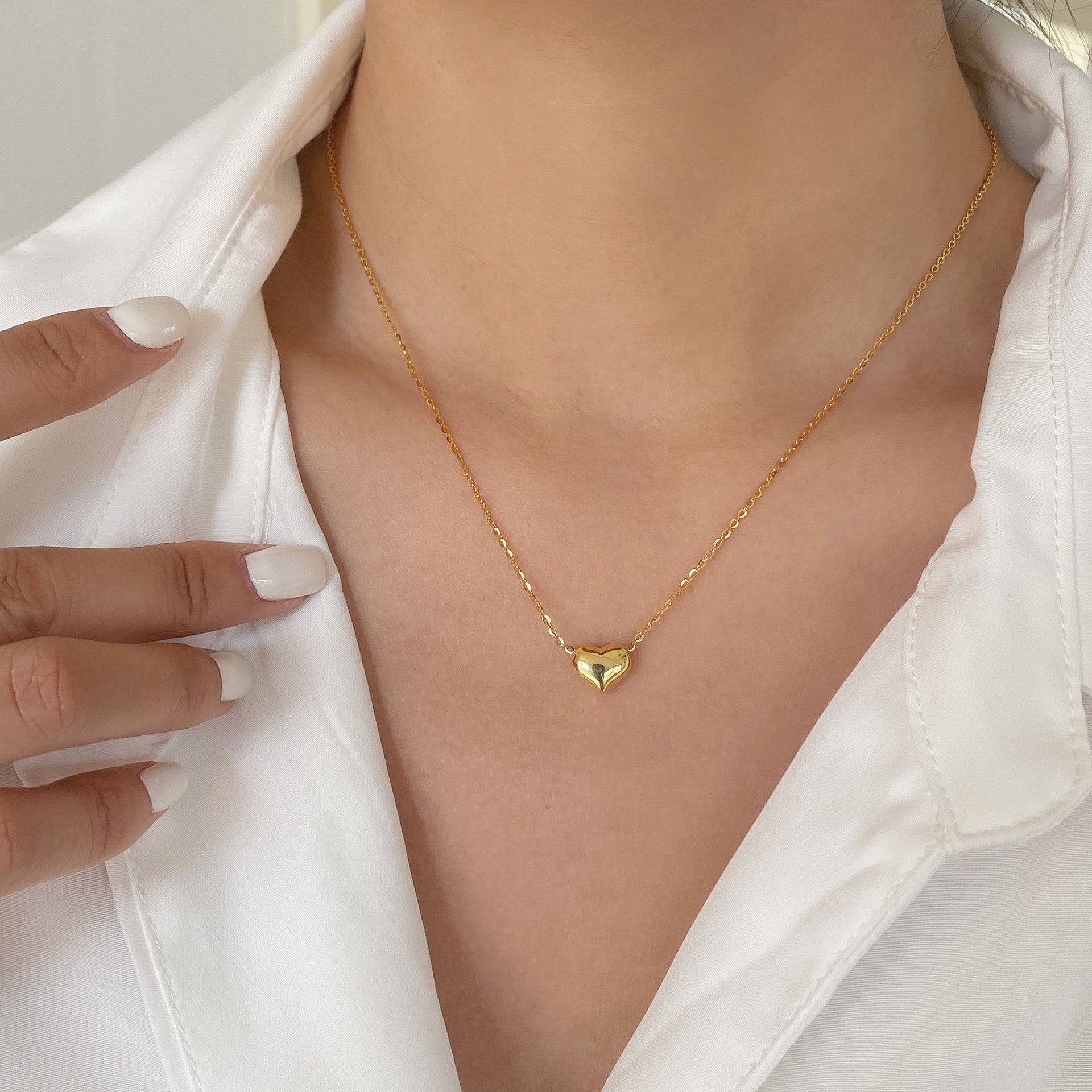 Minimalist 925 Sterling Silver Heart Pendant Necklace