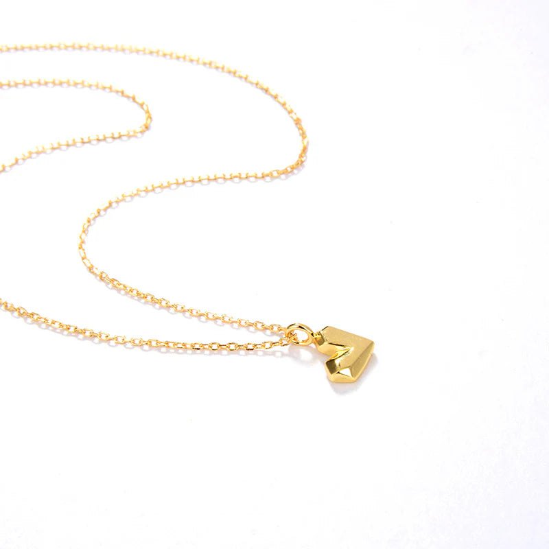Elegant 925 Sterling Silver Heart Pendant Necklace – Minimalist Water Wave Chain