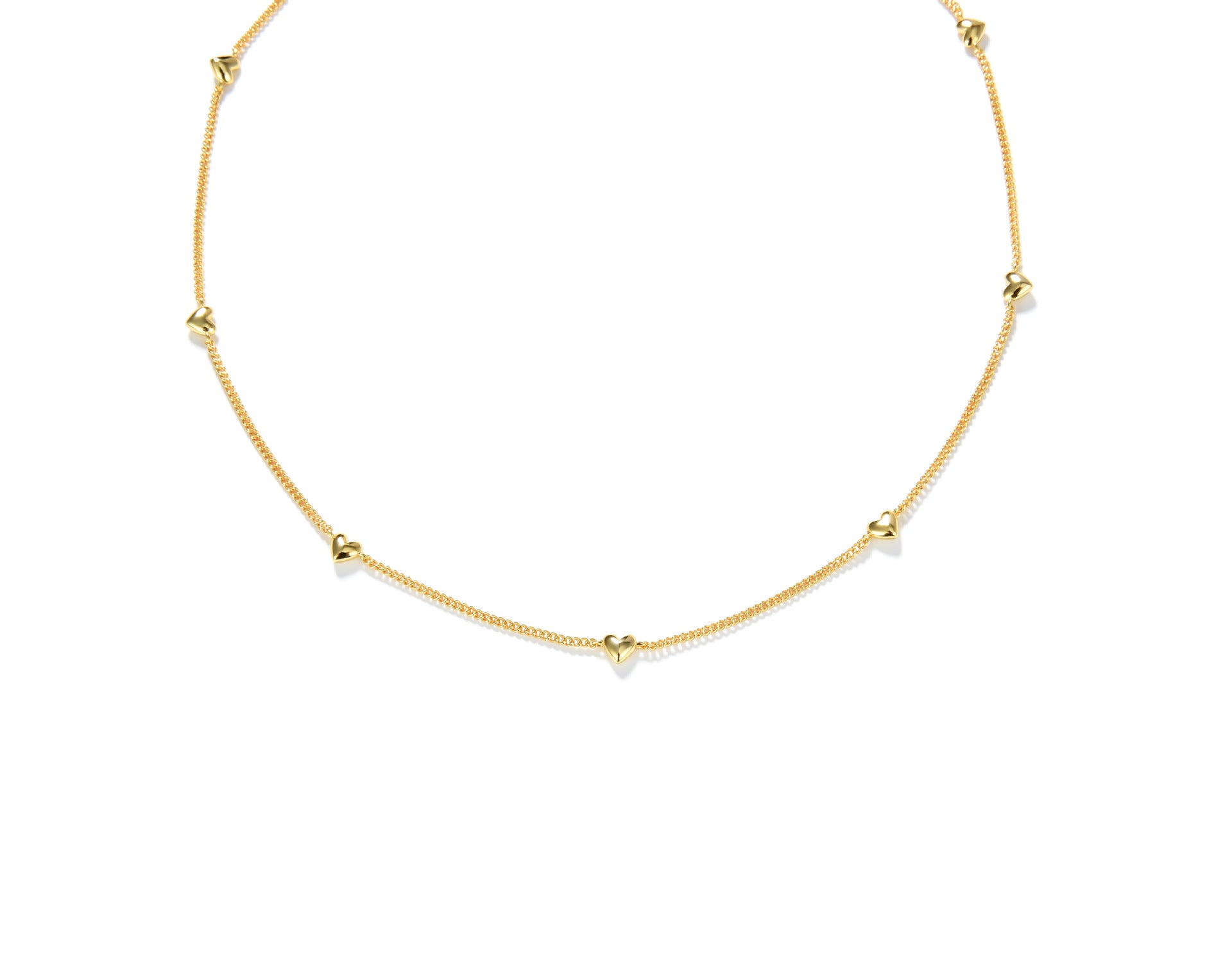 Sterling Silver Heart Pendant Necklace – Elegant Ball Bead Chain (Gold & Silver Finish)