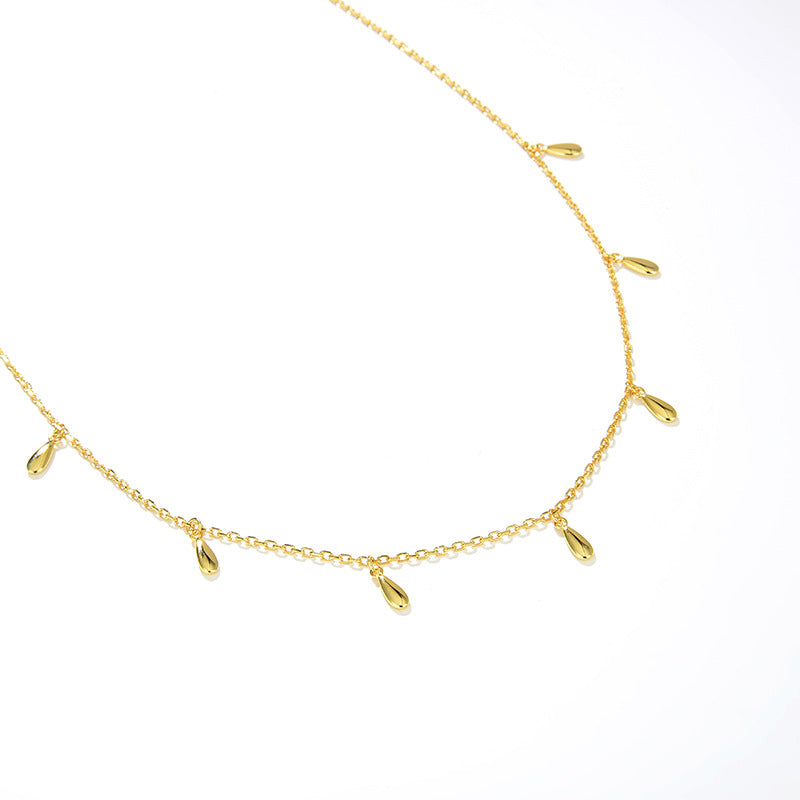Elegant 18K Gold Plated 925 Sterling Silver Water Droplet Necklace