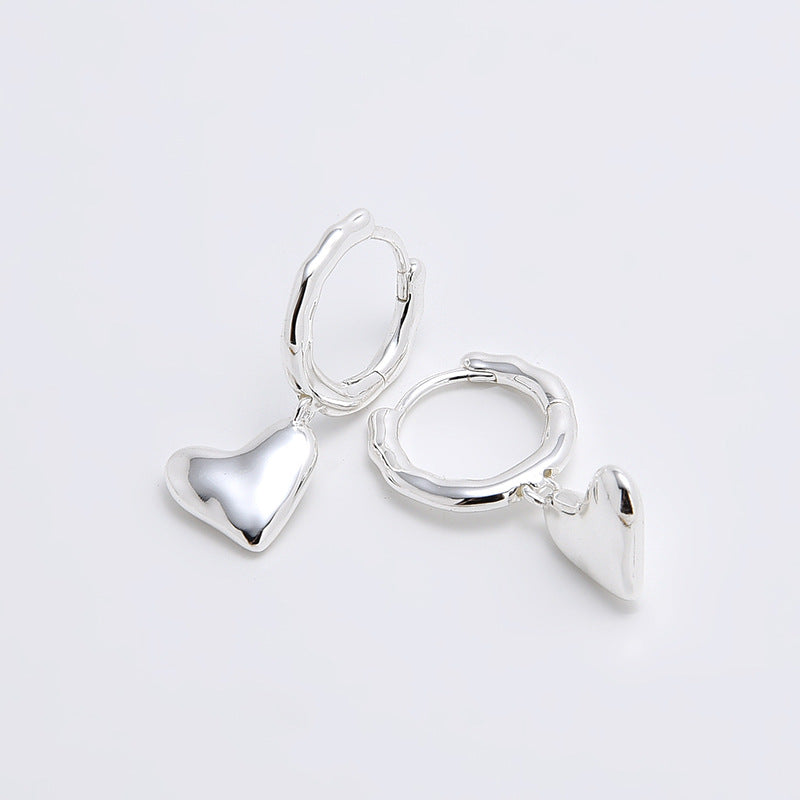 Elegant S925 Sterling Silver Heart Earrings - 18K Gold Plated Luxury Studs for Women