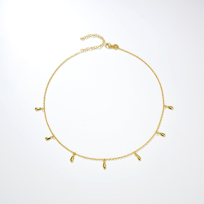 Elegant 18K Gold Plated 925 Sterling Silver Water Droplet Necklace