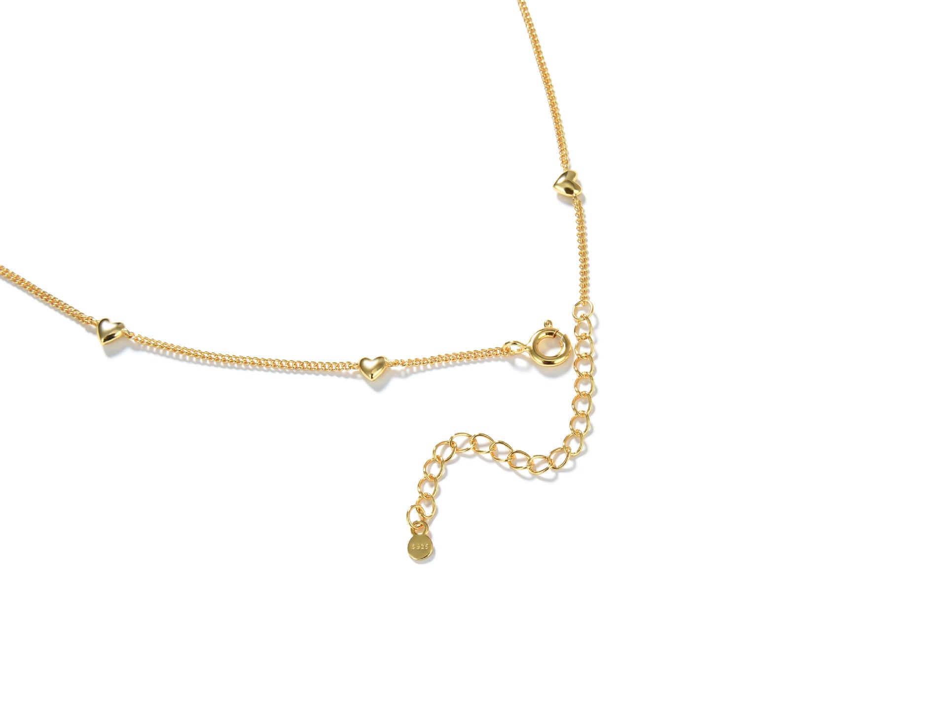 Sterling Silver Heart Pendant Necklace – Elegant Ball Bead Chain (Gold & Silver Finish)