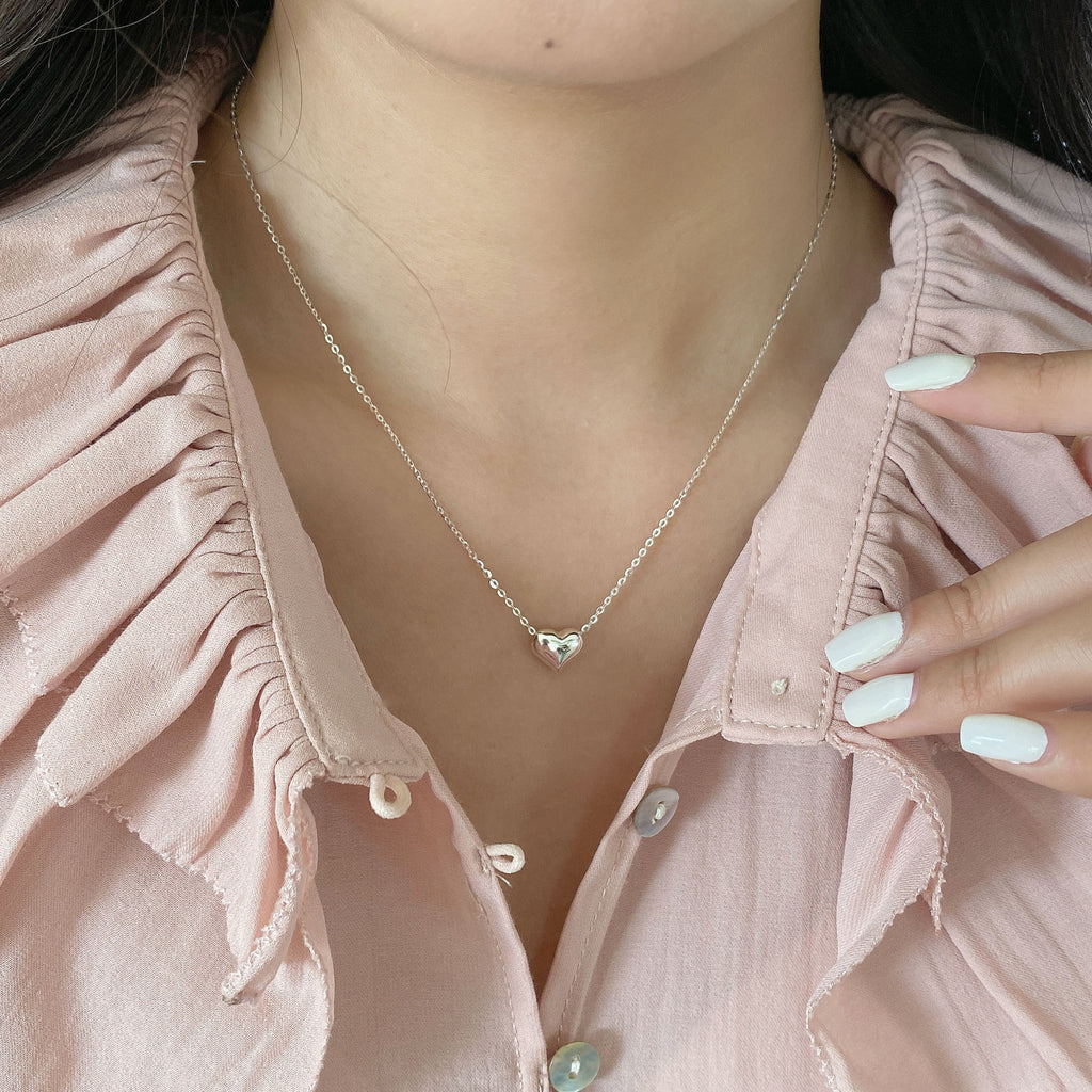 Minimalist 925 Sterling Silver Heart Pendant Necklace