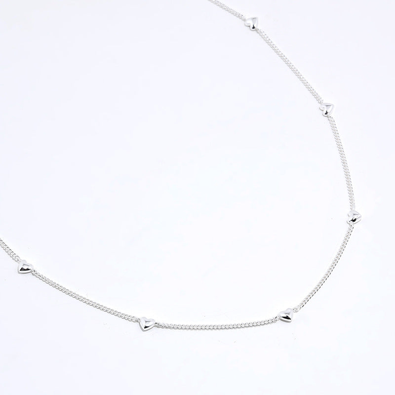 Sterling Silver Heart Pendant Necklace – Elegant Ball Bead Chain (Gold & Silver Finish)